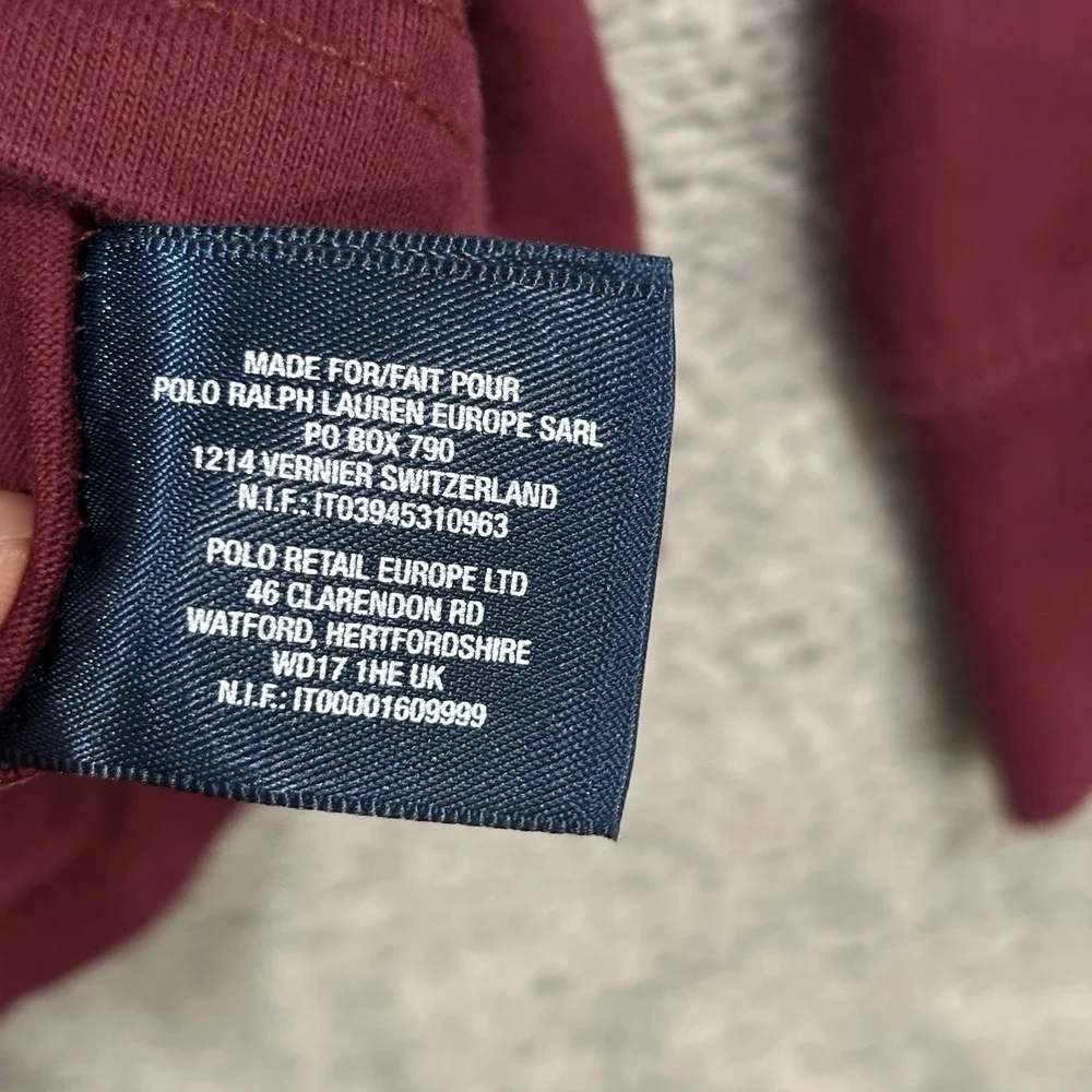 Polo Ralph Lauren Polo Rugby Shirt Long Sleeve Youth XL Burgundy Yellow Vtg Y2K